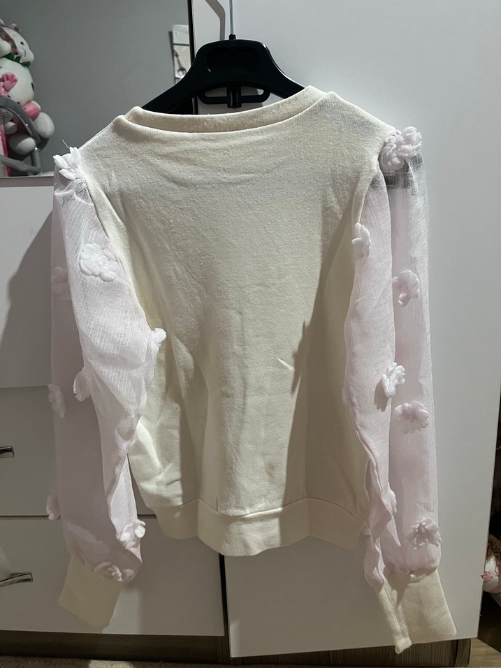 Pamuklu Beyaz Örgü Kadın Bluz - Görsel 3