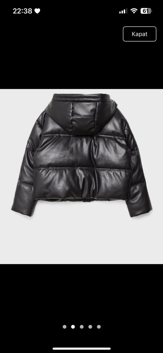 Siyah Deri Şişme Kadın Kış Montu - Görsel 2