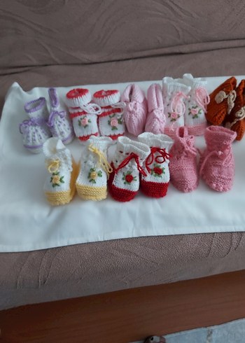 Mavi Örgü erkek Bebek Patikleri - Görsel 4