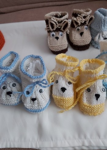 Mavi Örgü erkek Bebek Patikleri - Görsel 7