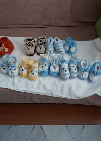 Mavi Örgü erkek Bebek Patikleri - Görsel 9