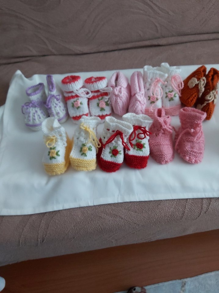 Mavi Örgü erkek Bebek Patikleri - Görsel 4