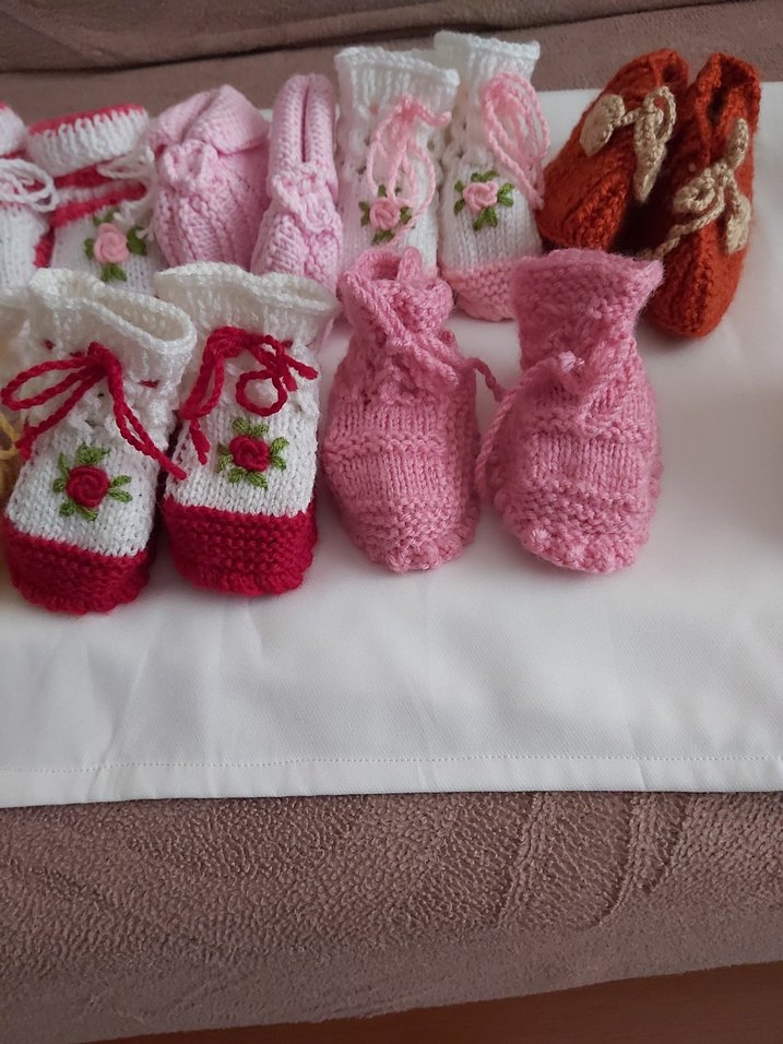 Mavi Örgü erkek Bebek Patikleri - Görsel 2