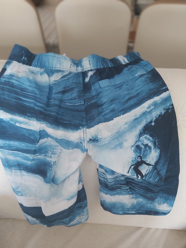 Erkek  Mavi Baskılı Deniz Şortu - Görsel 2