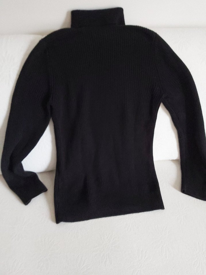Erkek Siyah Boğazlı Yün Triko - Görsel 2