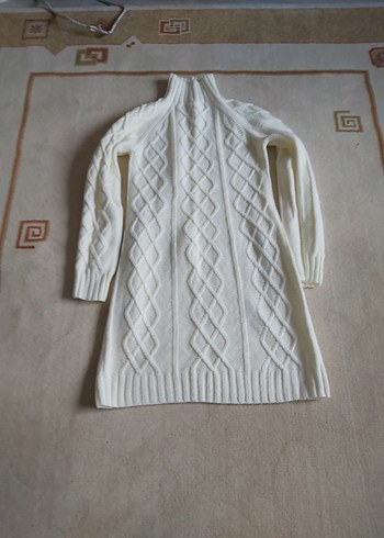 Beyaz Balıkçı Yaka Triko Elbise - Görsel 2