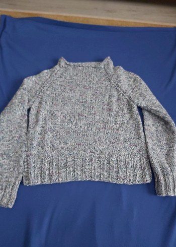 Gri Örgü Kadın Bisiklet Yaka Kazak - Görsel 2