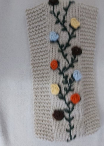 Bej Örgü Çiçekli Bohem Kadın Saç bandı - Görsel 3