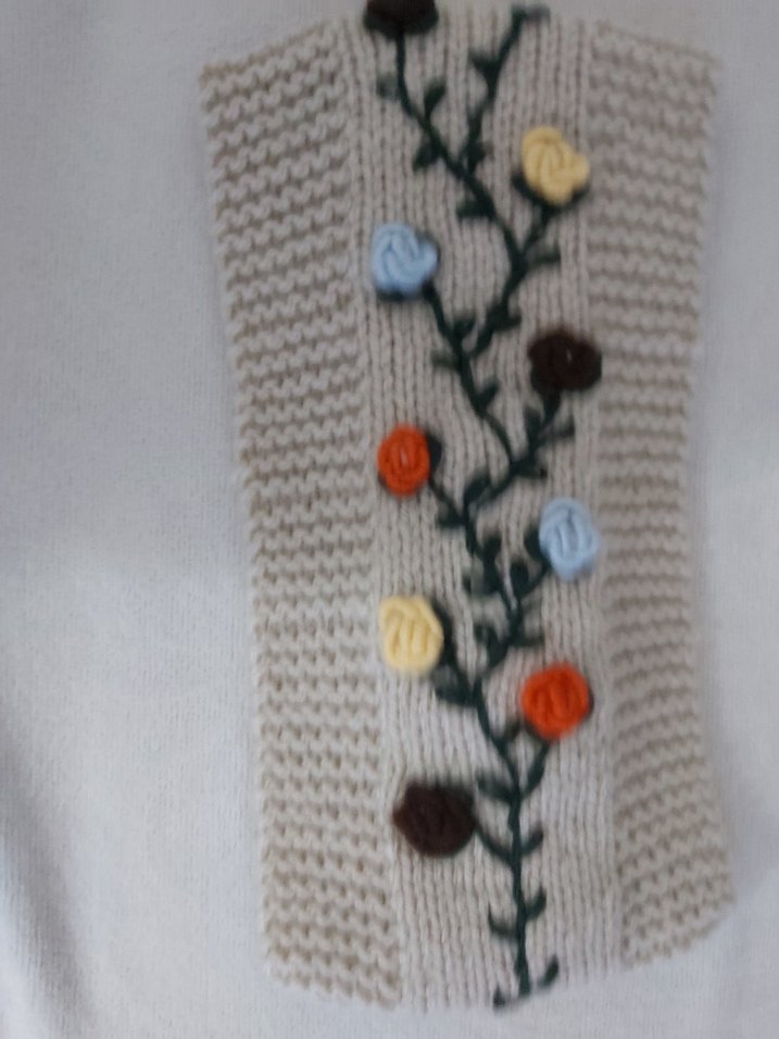 Bej Örgü Çiçekli Bohem Kadın Saç bandı - Görsel 3