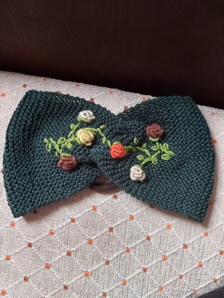 Nakışlı Örgü Bohem Saç Bandı - Görsel 3