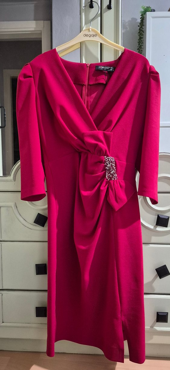 Pembe Drapeli Uzun Abiye Elbise - Görsel 2