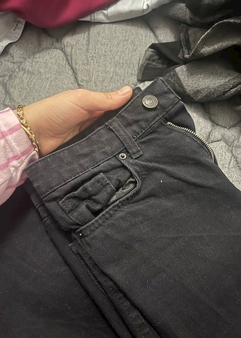 Siyah Kadın Hamile Keten Pantolon Velcro Detaylı - Görsel 2