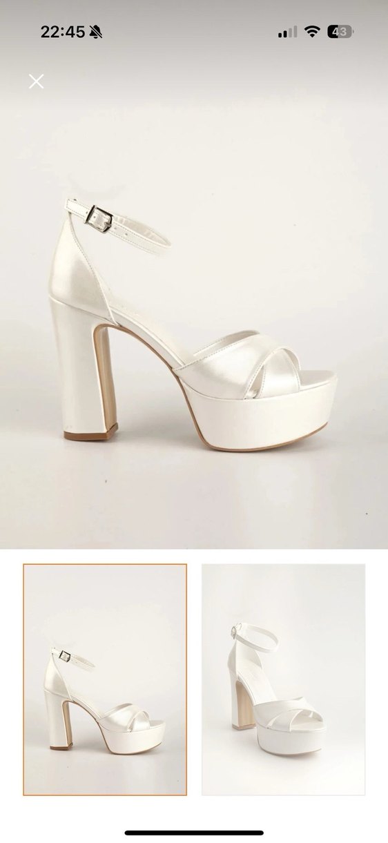 Beyaz Platform Topuklu Kadın Abiye Ayakkabı - Görsel 2