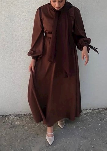 Kahverengi Uzun Salaş Kadın Elbise - Görsel 2