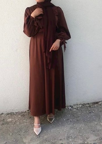 Kahverengi Uzun Salaş Kadın Elbise - Görsel 3