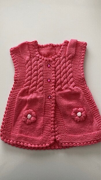 Kız bebek yeleği pembe