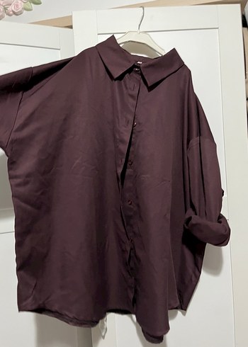 xl Beden bordo Renk SATEN GÖRÜNÜMLÜ GÖMLEK PARLAK KUMAS