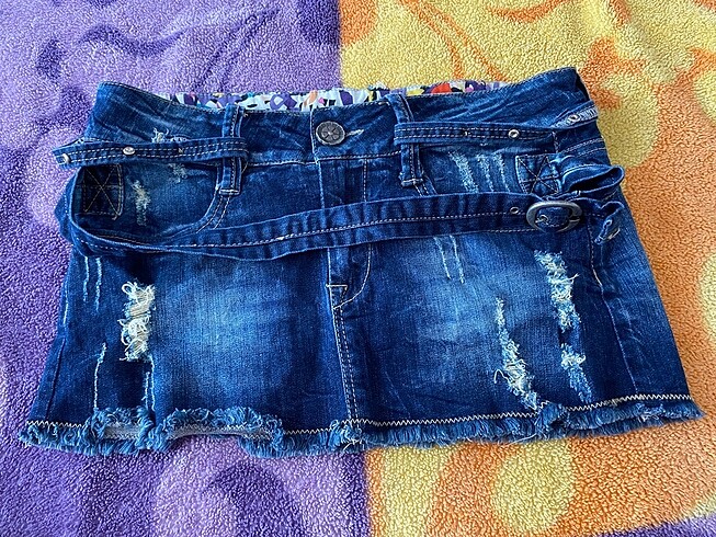 y2k vintage mini kot etek kemerli