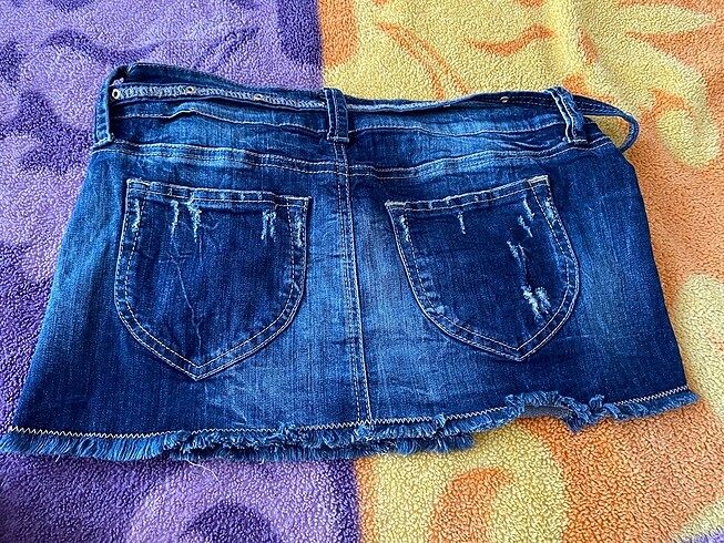s Beden lacivert Renk y2k vintage mini kot etek kemerli