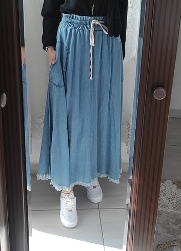 Lastiklı kot etek