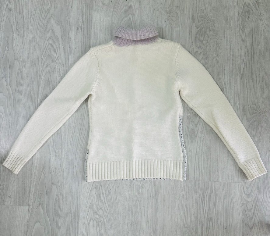 Nakışlı Beyaz Boğazlı Kadın Kazak - Görsel 3