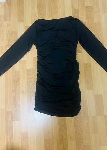 Siyah V Yaka Uzun Kollu elbise - Görsel 2