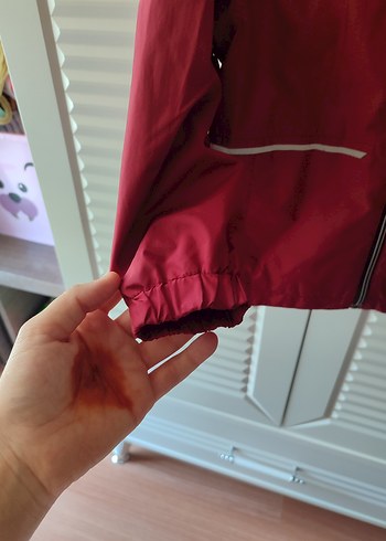 Bordo  Çocuk Fermuarlı Yağmurluk - Görsel 3