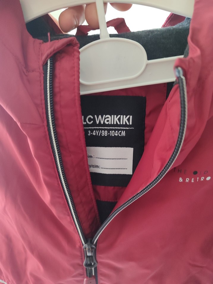 Bordo  Çocuk Fermuarlı Yağmurluk - Görsel 2