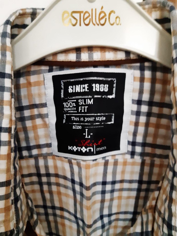 Bej Gri Ekoseli Erkek Gömlek - Görsel 3