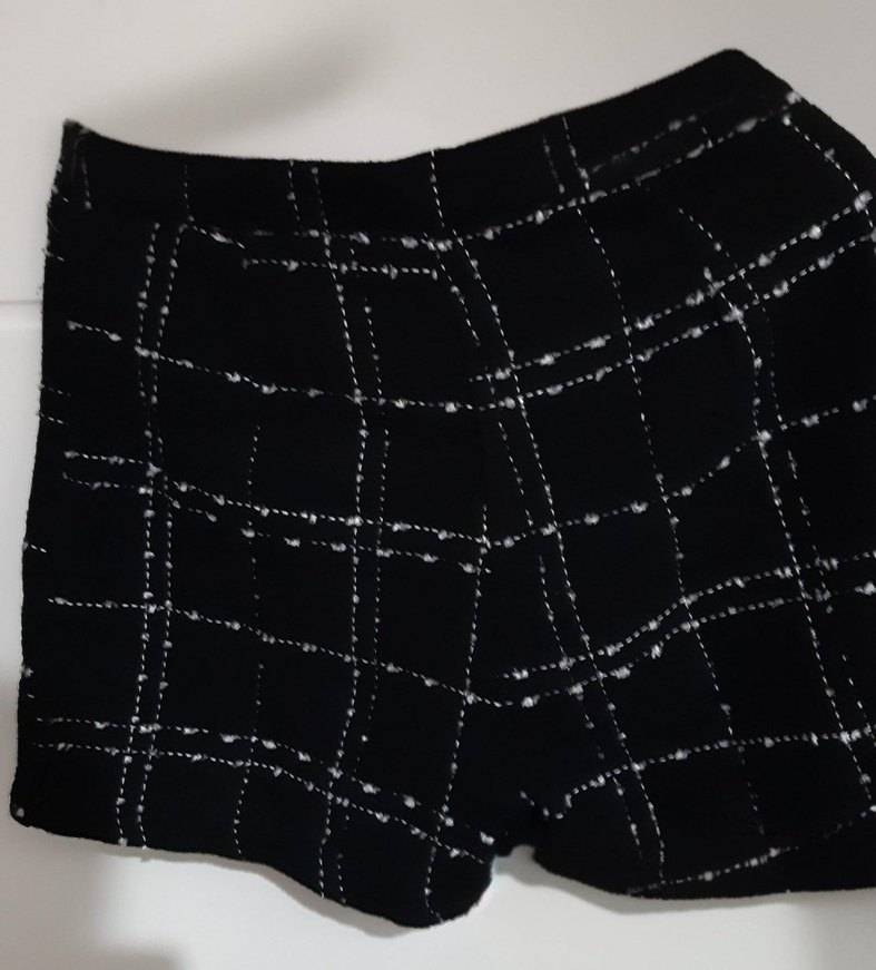 Siyah Kareli Mini Şort Etek - Görsel 3