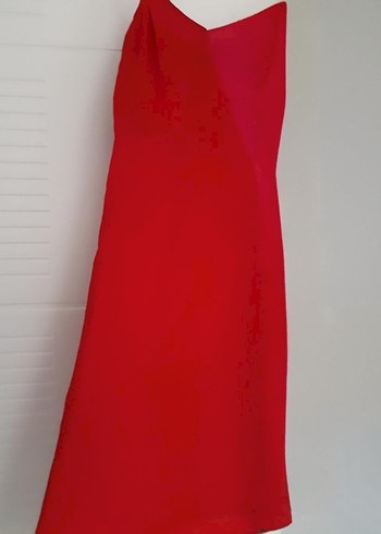 Kırmızı Askılı Uzun Salaş Elbise - Görsel 2