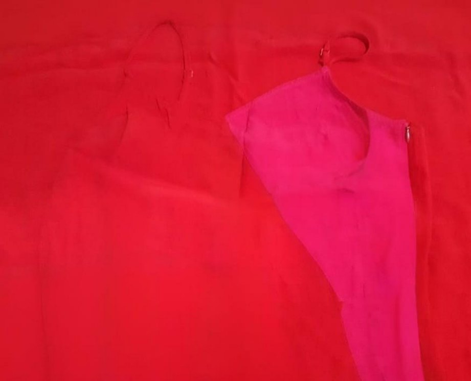 Kırmızı Askılı Uzun Salaş Elbise - Görsel 3