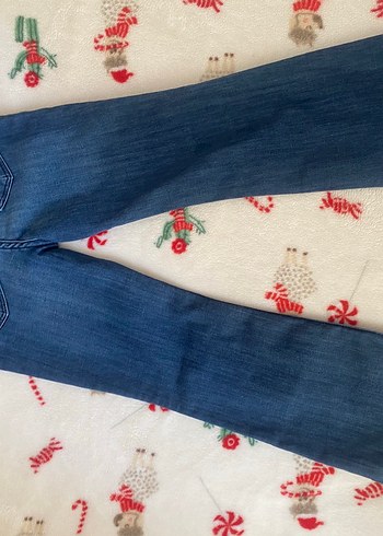 Beli lastikli kız çocuk ispanyol paça kot pantolon