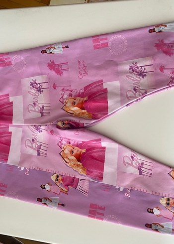 Barbie Parlak Pembe Kız Tayt Barbie Desenli