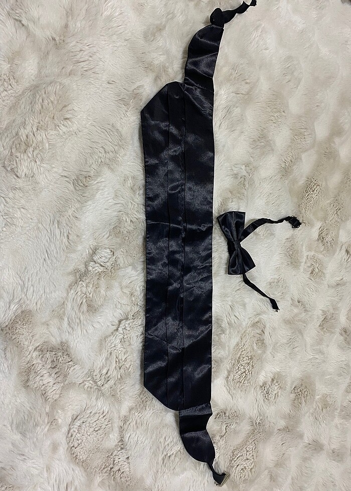 Damatlık papyon ve kuşak - Görsel 4