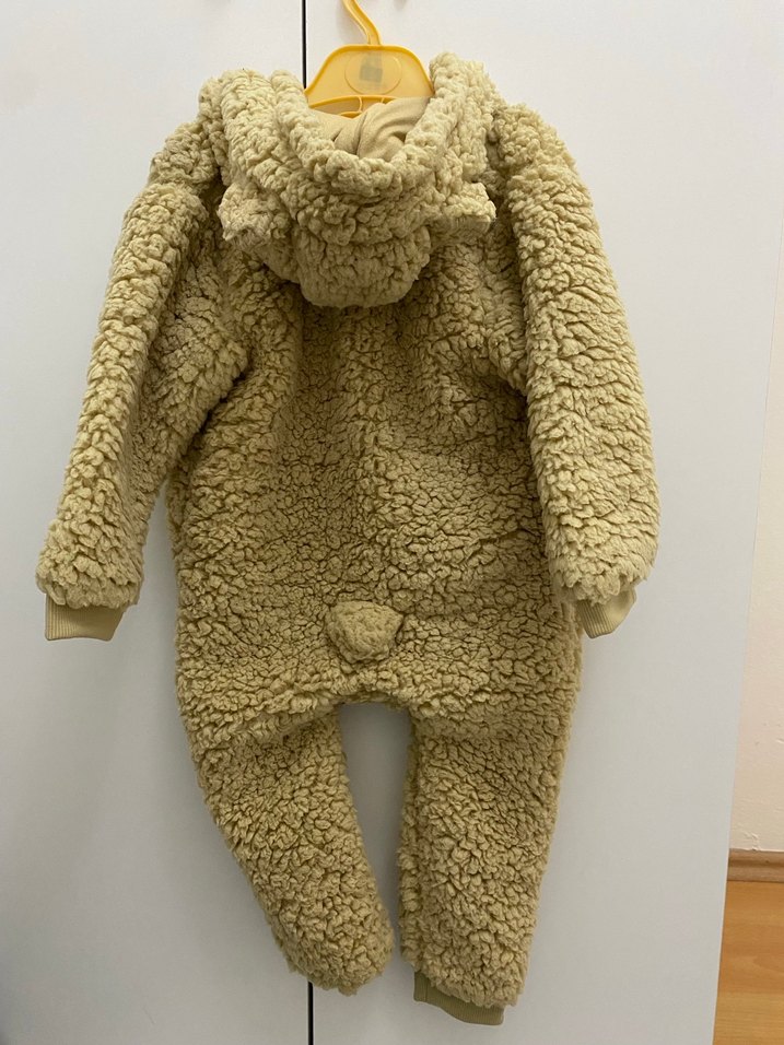 Kahverengi Peluş Erkek Bebek Tulumu - Görsel 3