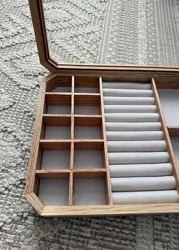 Zara Home Bej Ahşap Makyaj Organizer Kutusu