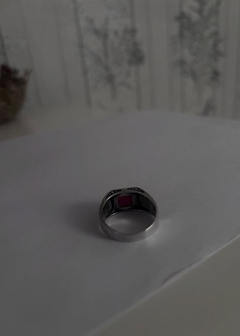 Gümüş Bordo Bohem Erkek Yüzük - Görsel 2