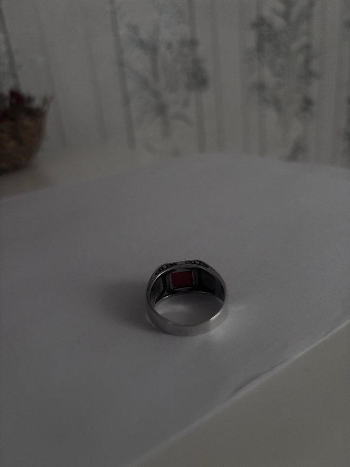 Gümüş Bordo Bohem Erkek Yüzük - Görsel 2