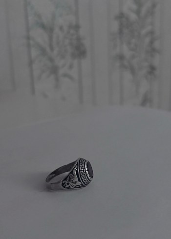 Gümüş Bordo Vintage Erkek Yüzük - Görsel 2