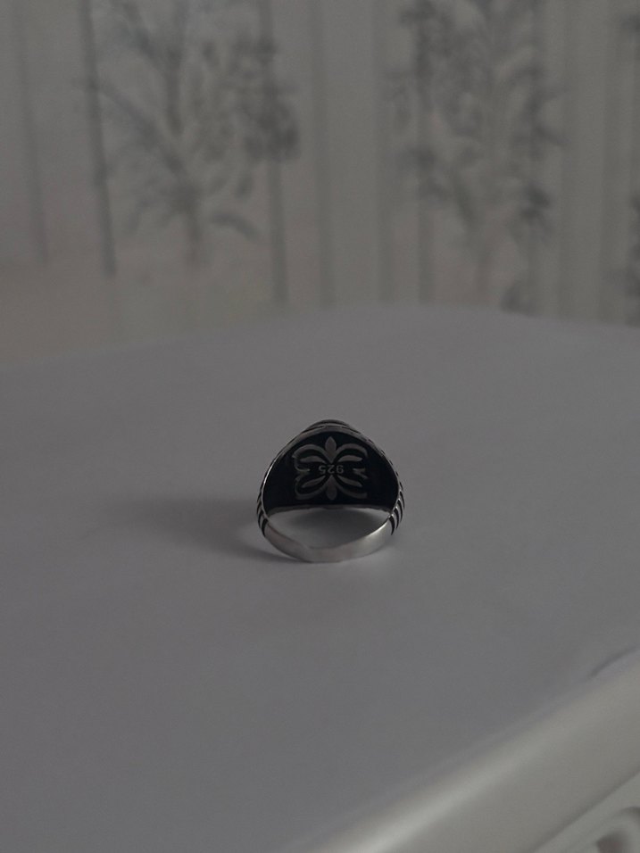 Gümüş Siyah Minimalist Punk Erkek Yüzük - Görsel 2