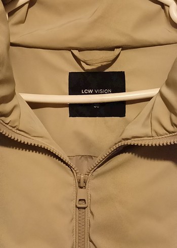 Bej Dik Yaka Oversize Kadın Şişme Mont - Görsel 5