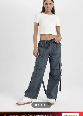 Gri Kadın Kemerli Salaş Kumaş Pantolon - Görsel 4