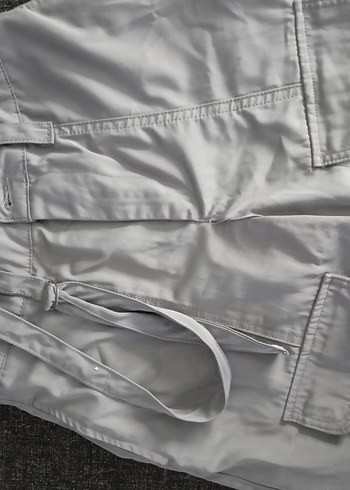 Gri Kadın Kemerli Salaş Kumaş Pantolon - Görsel 3