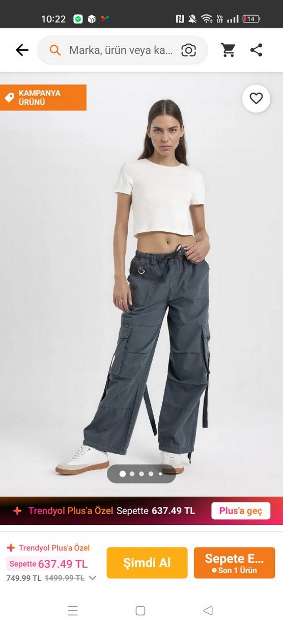 Gri Kadın Kemerli Salaş Kumaş Pantolon - Görsel 4