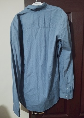 Mavi Keten Erkek Gömlek, Normal Kesim, Uzun Kollu - Görsel 4