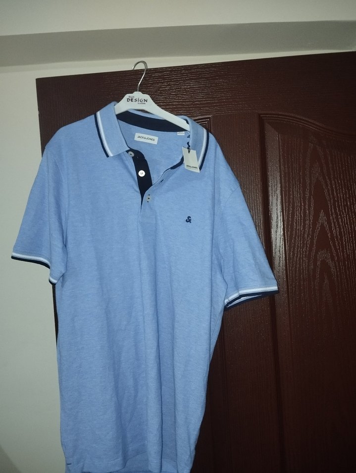 Mavi Düğmeli Erkek Polo Tişört - Görsel 2