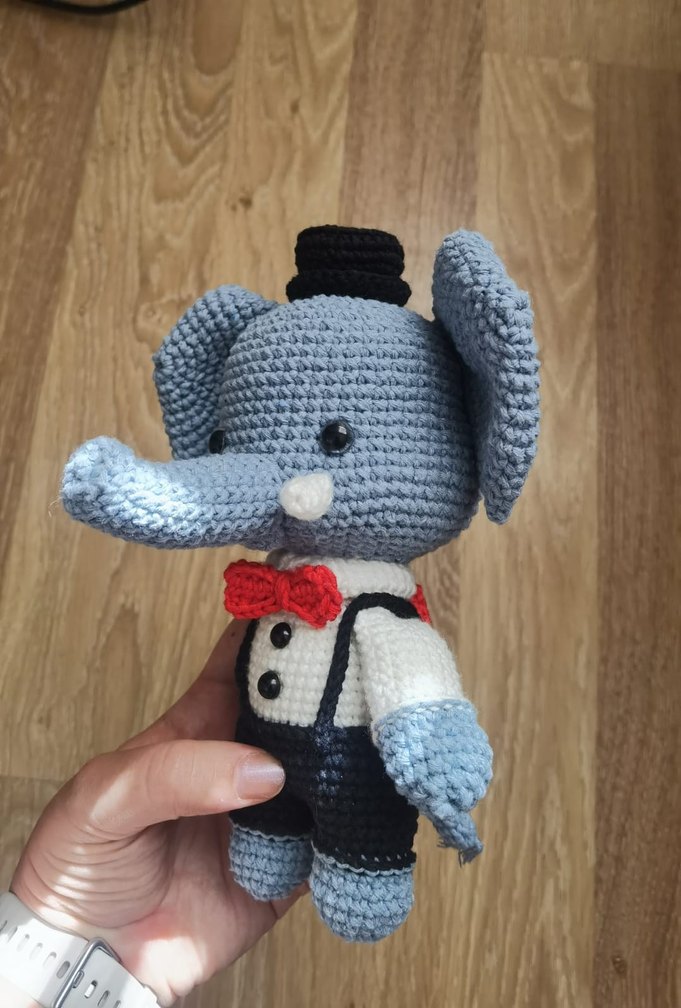 Gri Fil Amigurumi Oyuncak - Görsel 2