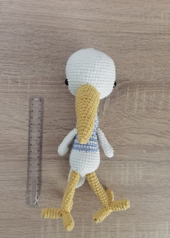 Beyaz Leylek Figürlü El Örgüsü Peluş Oyuncak - Görsel 2