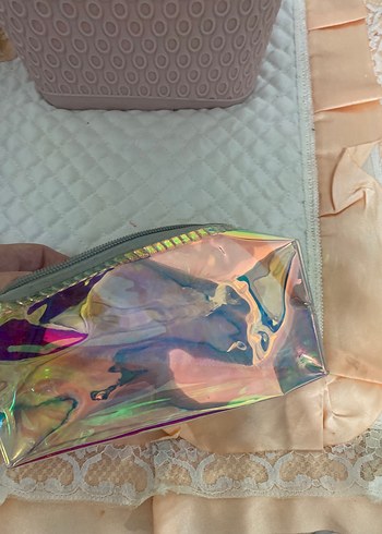 Beden Pastel Çok Renkli Parlak Makyaj Çantası